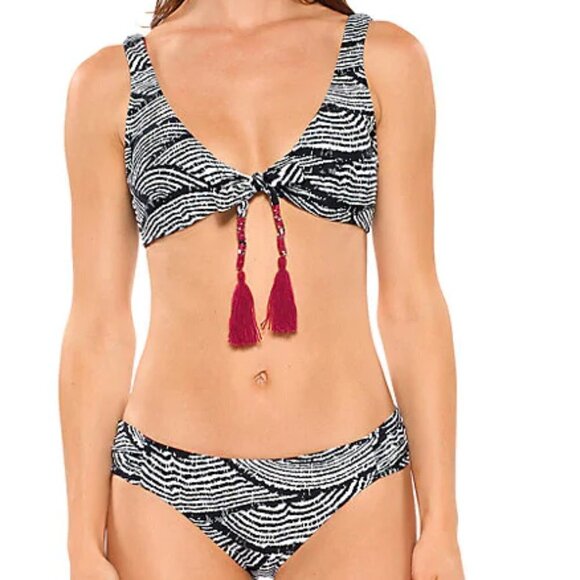 NWT Becca Bodhi Tree Tassel Tie Front Bikini Sz S - Picture 1 of 7